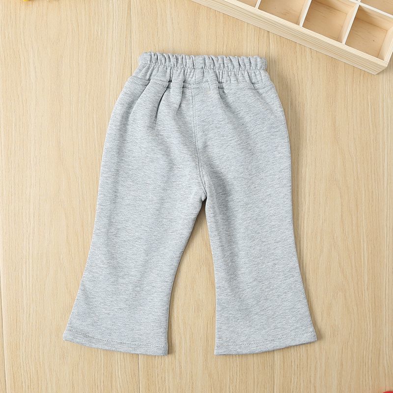 Girls' Chinese Cotton Casual Pants Bell-Bottom Pants Spring and Autumn Children's Clothing Baby Spring Clothing Little Girl Western Style Outerwear Pants