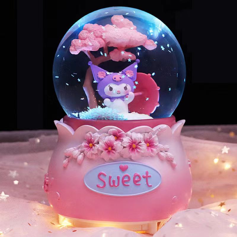 rotary luminous crystal ball princess elsa clow m music box 61 snow girl children‘s birthday gifts