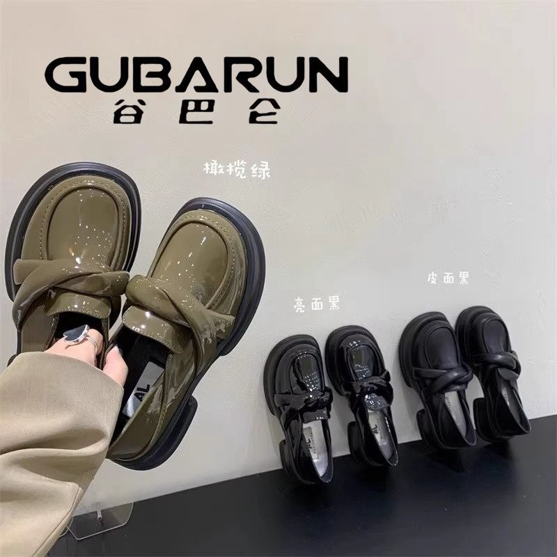 gu balun women‘s 2024 summer new mary jane women‘s shoes thick bottom one pedal loafer hot british style shoes