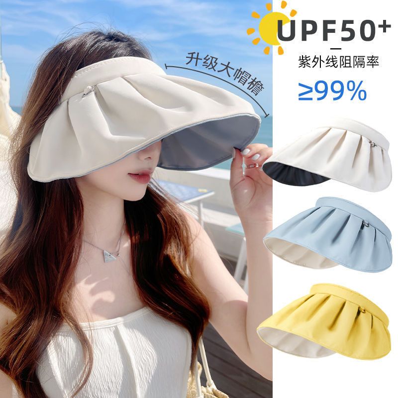 upf50 + sun protection hat women‘s summer uv protection air top shell-like bonnet summer sun-shade all-match cover face sun hat