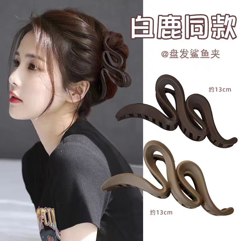 new mermaid color shark clip large high-grade autumn/winter japanese and korean grip back head hairpin bow hair accessories