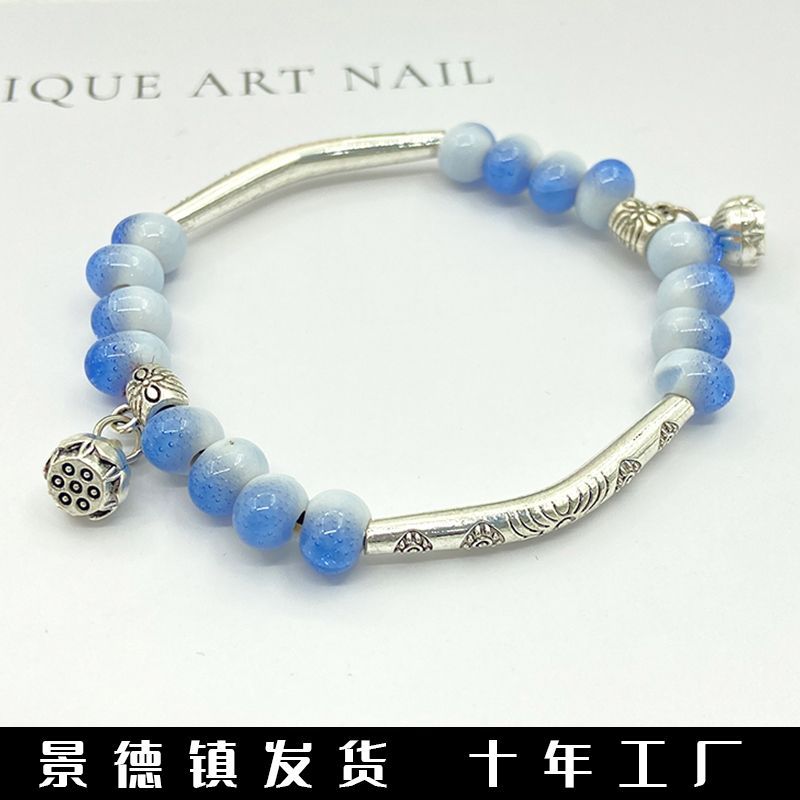 samsara chinese style mori style jingdezhen ceramic bracelet female ethnic style artistic fresh student fashion bracelet