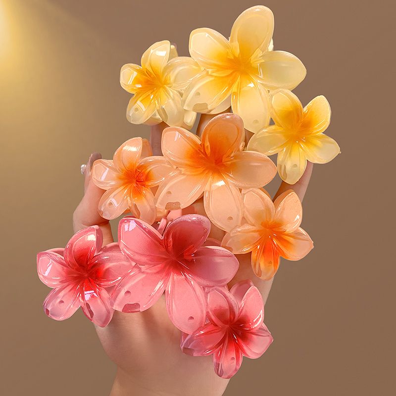 gradient updo hair claw plumeria rubra barrettes female summer back head updo shark clip hairpin hair clip barrettes sub-headdress