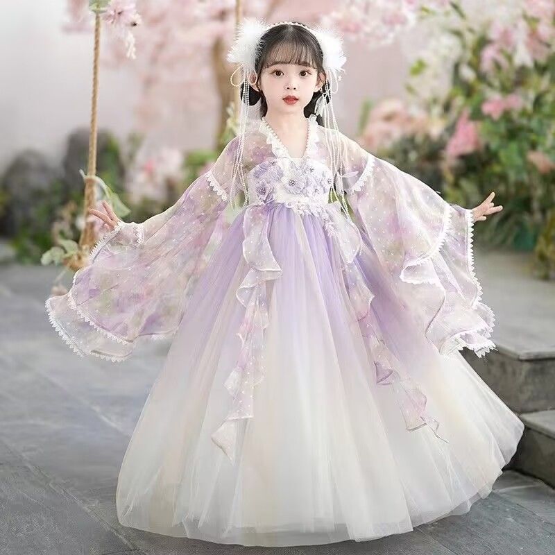 hanfu girls‘ new chinese style little girl super fairy ancient costume dress ancient style children‘s jacket and dress summer thin