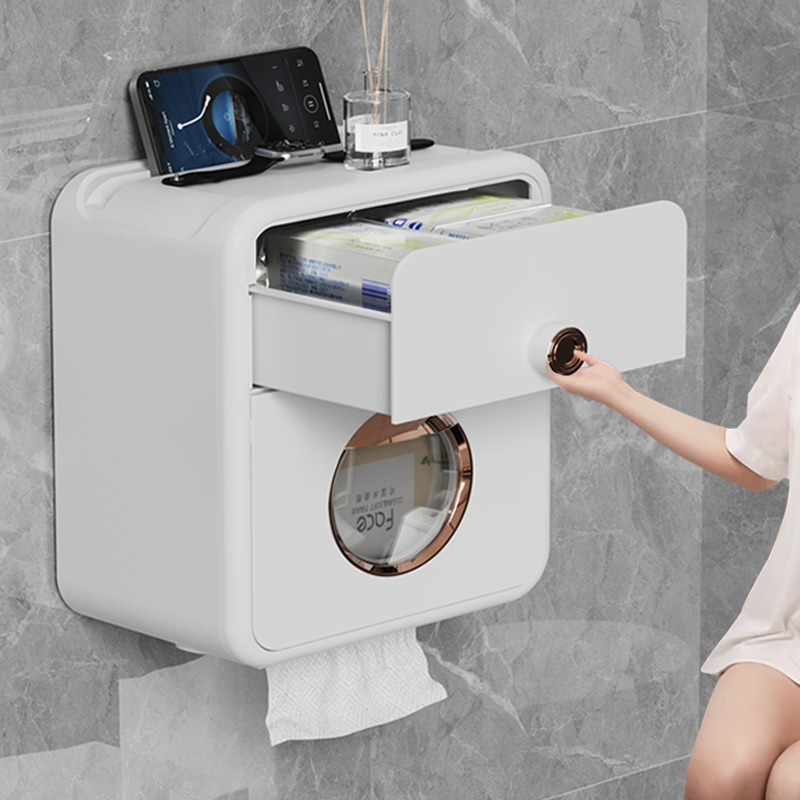 toilet tissue box toilet paper box toilet rack paper extraction waterproof punch-free toilet wall hanging roll stand