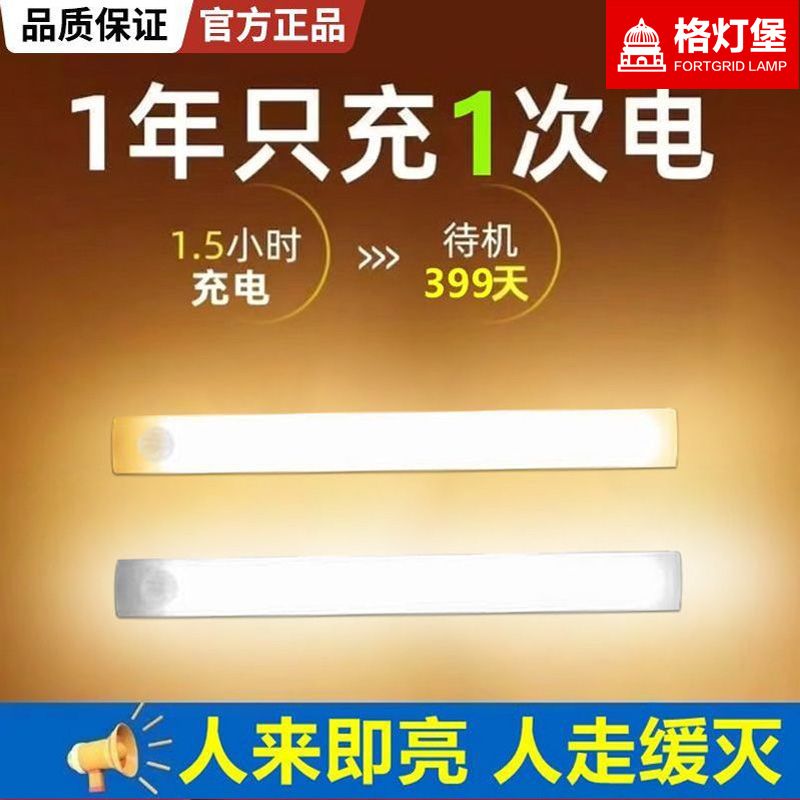 smart human body small induction night lamp cloth-free wireless rechargeable magnetic suction cabinet corridor wardrobe strip light induction lamp