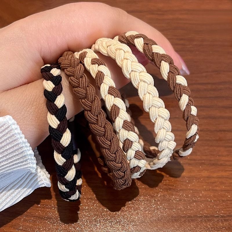 simple temperament ponytail hair string woven high elastic durable rubber band girls hair rope hair ring rubber band headdress