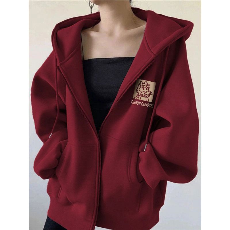 hooded national fashion brand ins style sweater women‘s loose zip cardigan women‘s spring autumn winter new couple‘s coat thin