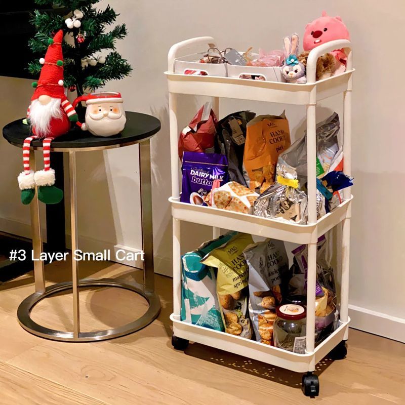 floor-standing multi-layer kitchen storage rack household bathroom snack bathroom mobile bedroom trolley storage rack