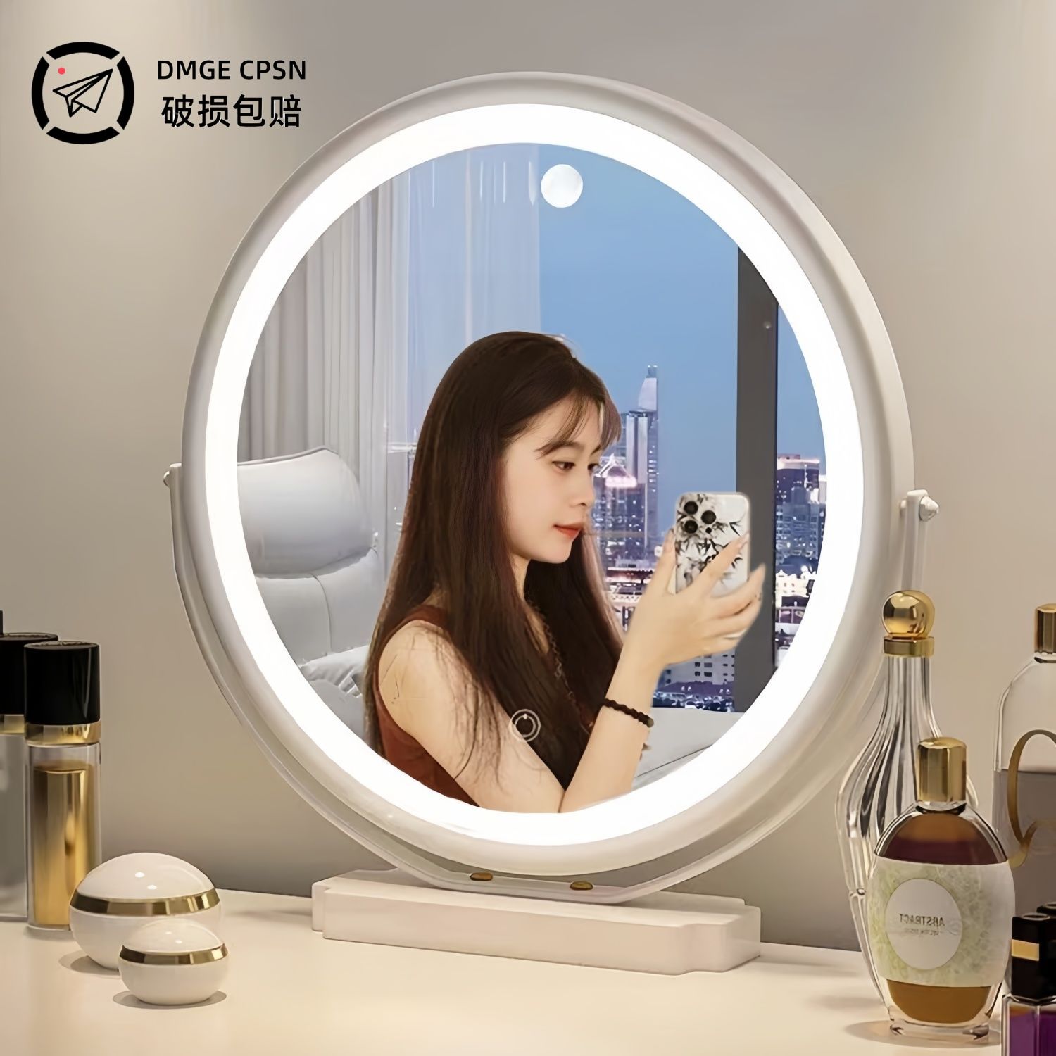 dressing table makeup mirror desktop led rotatable fill light smart home mirror dormitory girl ins