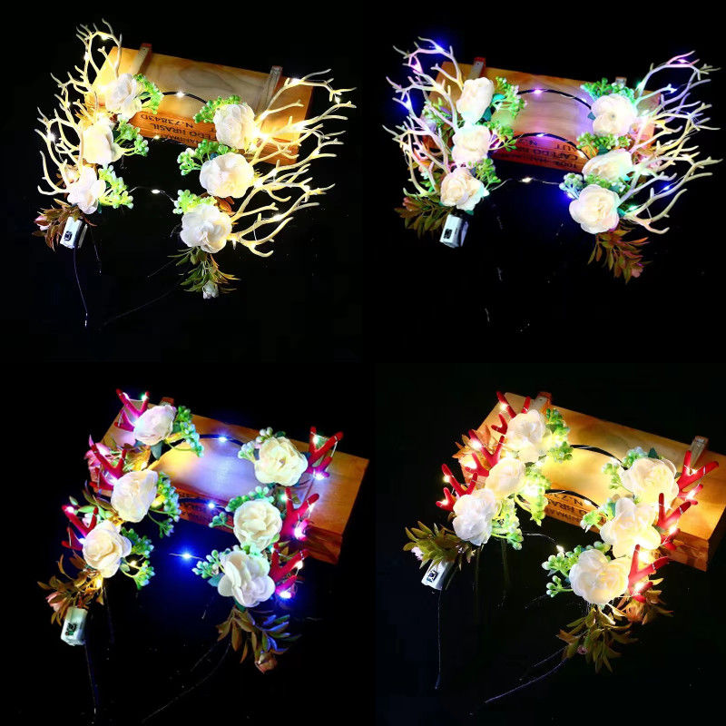 new luminous antlers headband internet celebrity elk christmas headwear flash farcent headband stall toy children