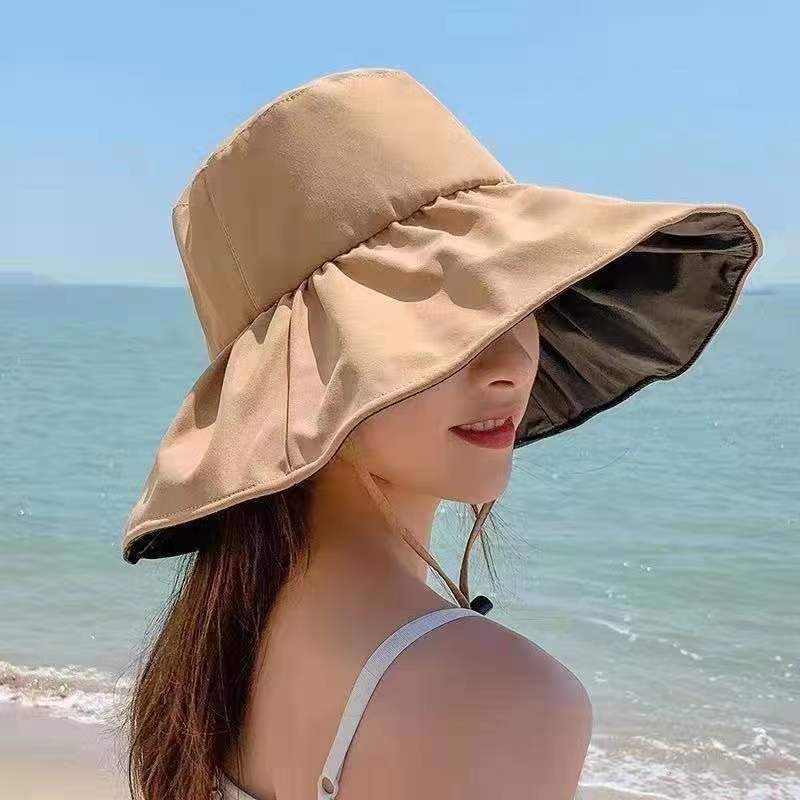 anti-ddos fisherman hat women‘s summer face cover ultraviolet-proof vinyl sun hat face-looking small foldable sun hat