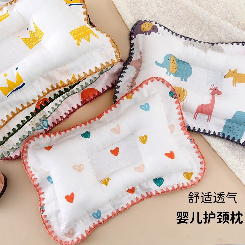 four seasons baby pillow newborn pillow pure cotton gauze sweat absorbent babies‘ shaping pillow comfortable breathable multifunctional