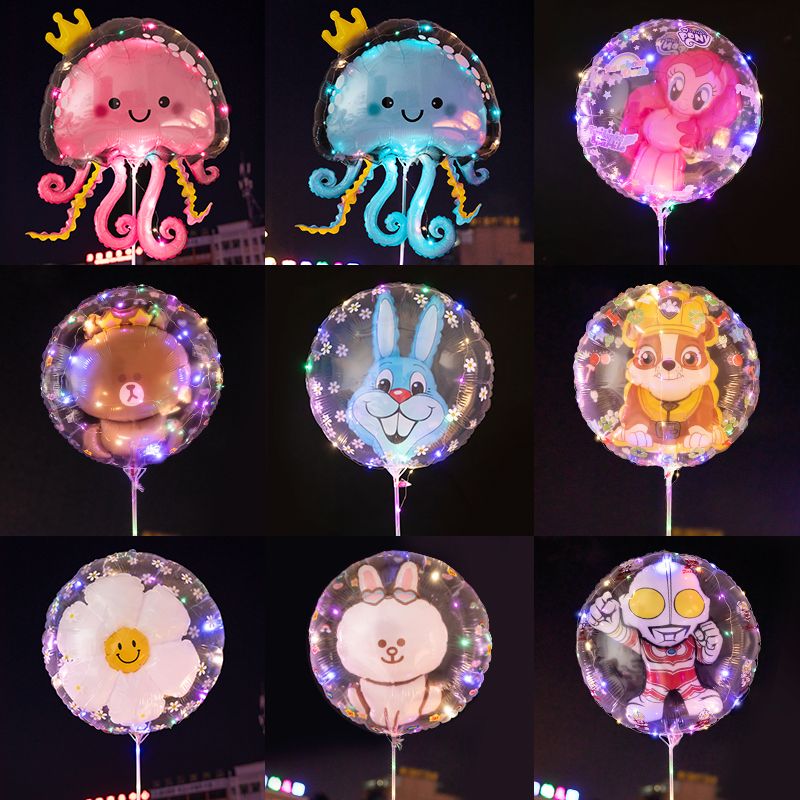 new luminous jellyfish bubble ball creative cartoon shape night market stall ball jellyfish octopus bounce ball