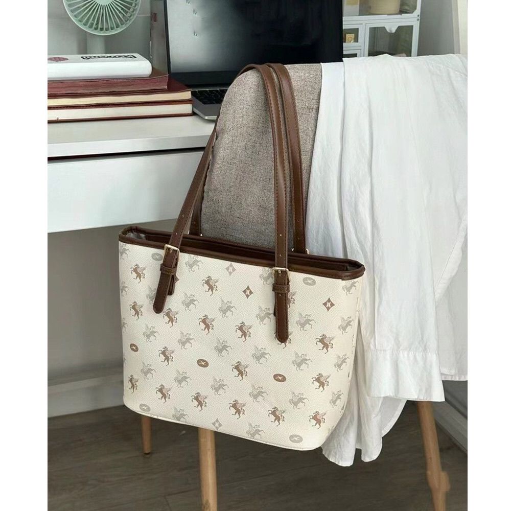 retro tote bag new niche temperament women‘s one shoulder handbag high-grade large capacity commuter class bag