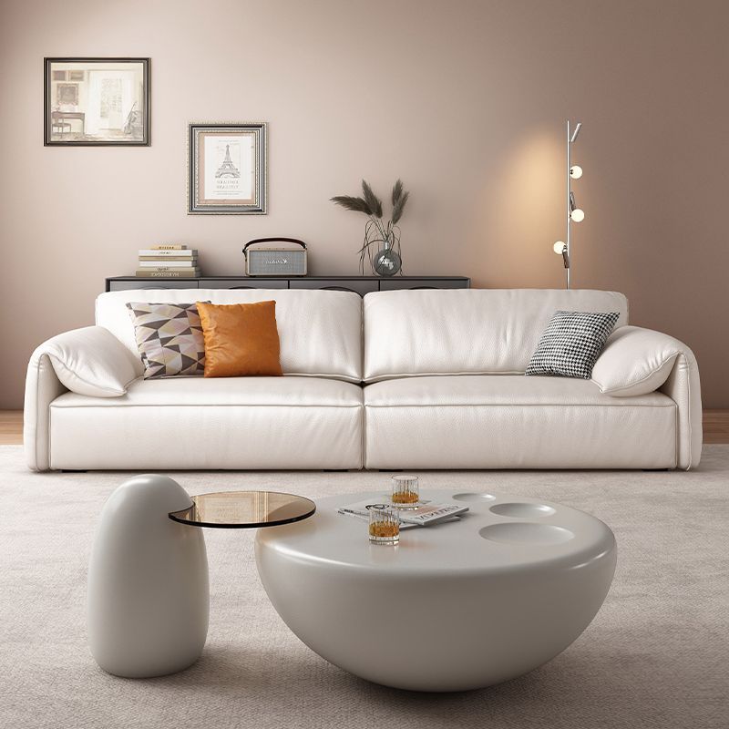 feimashi cream style elephant ears leather sofa modern simple and light luxury small apartment internet celebrity straight row leather sofa