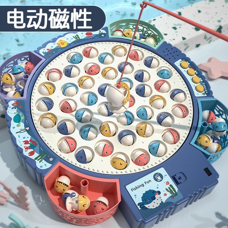 children‘s toy electric rotating music fishing plate baby magnet fishing toy educational intelligence little girl boy