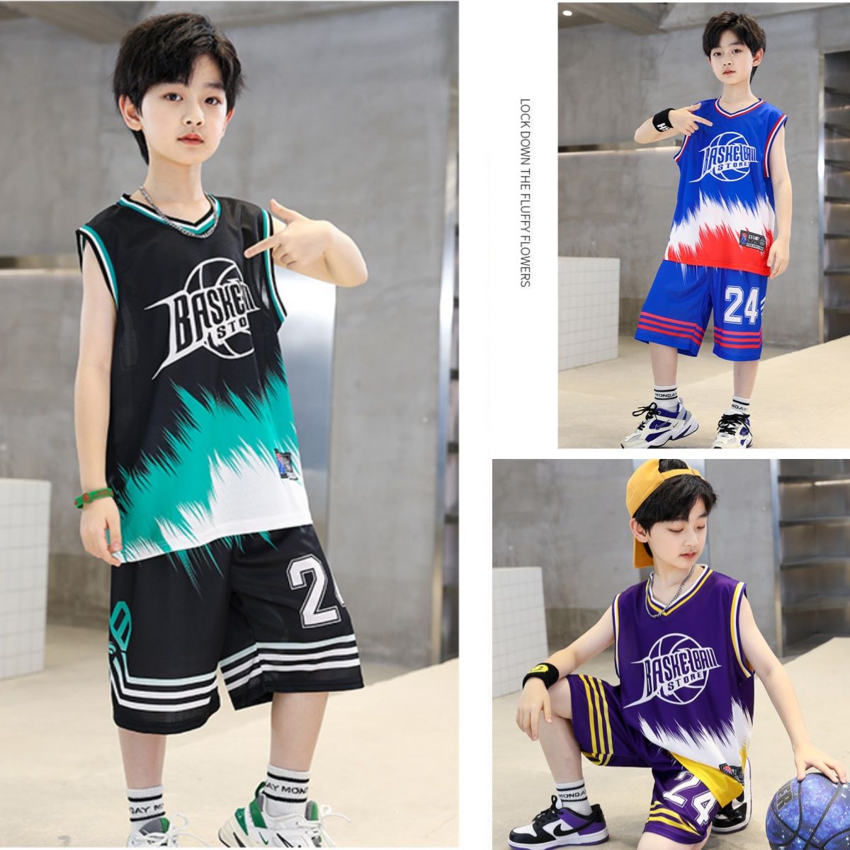 children‘s basketball jersey boys‘ suit summer sleeveless jersey handsome medium and big children‘s sports quick-drying basketball jersey two-piece suit