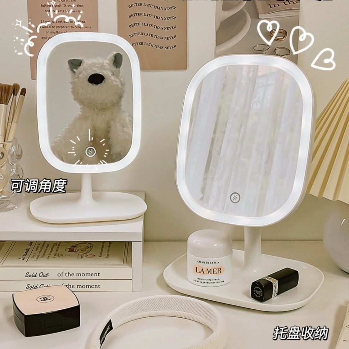 mirror makeup mirror for dormitory led make-up mirror student mirror table mirror cosmetic mirror square super cost-effective