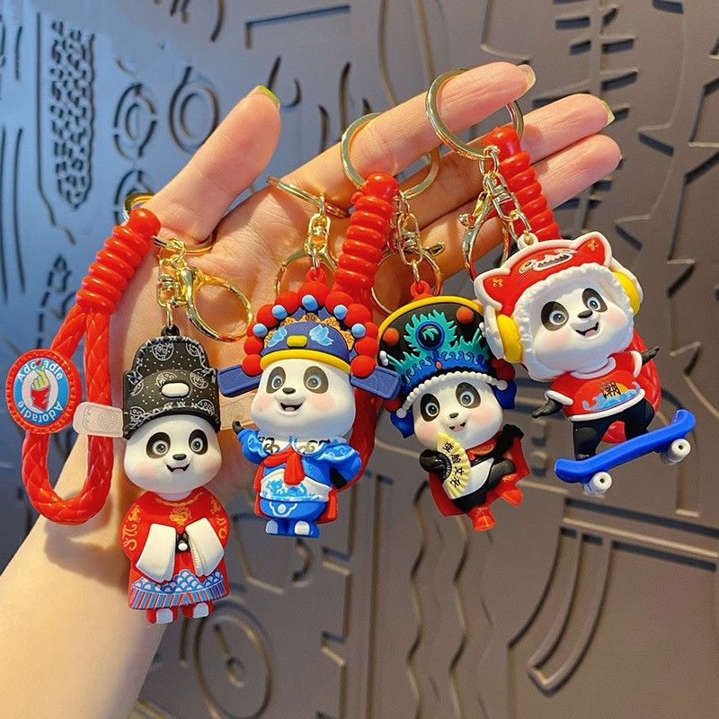 cartoon national fashion champion panda keychain key pendants opera sichuan opera doll cars and bags key chain gift