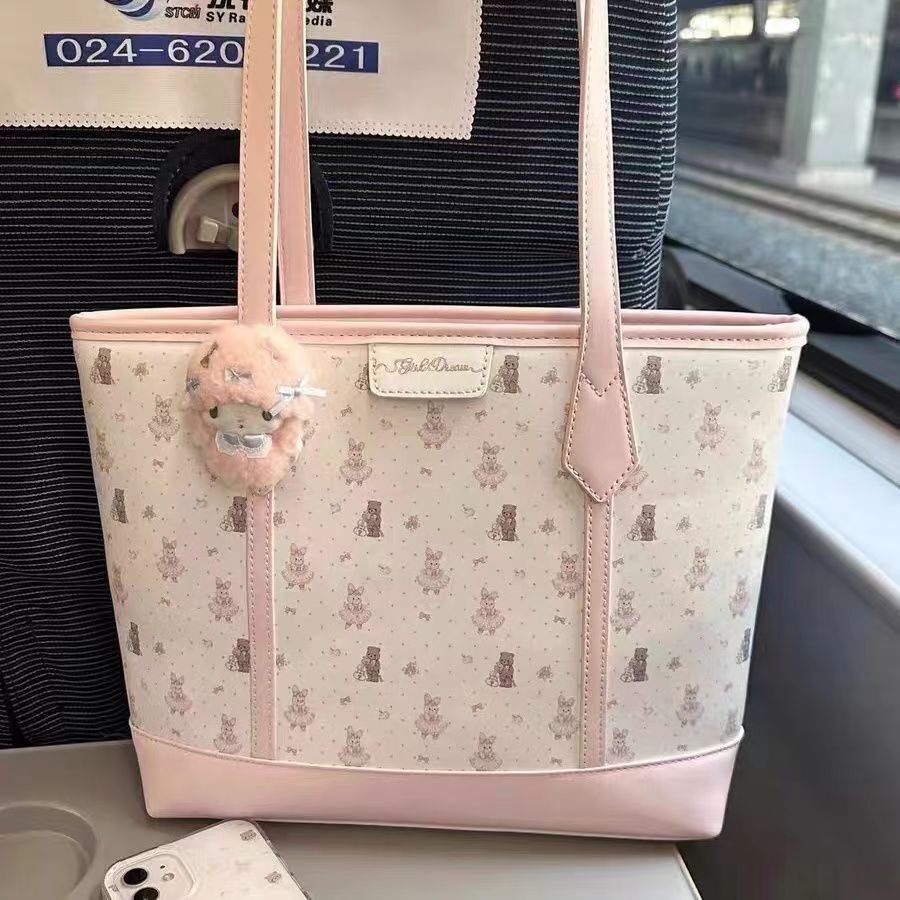 2024 new tote bag large capacity bag female student all-matching go out to play girls class commuter shoulder bag