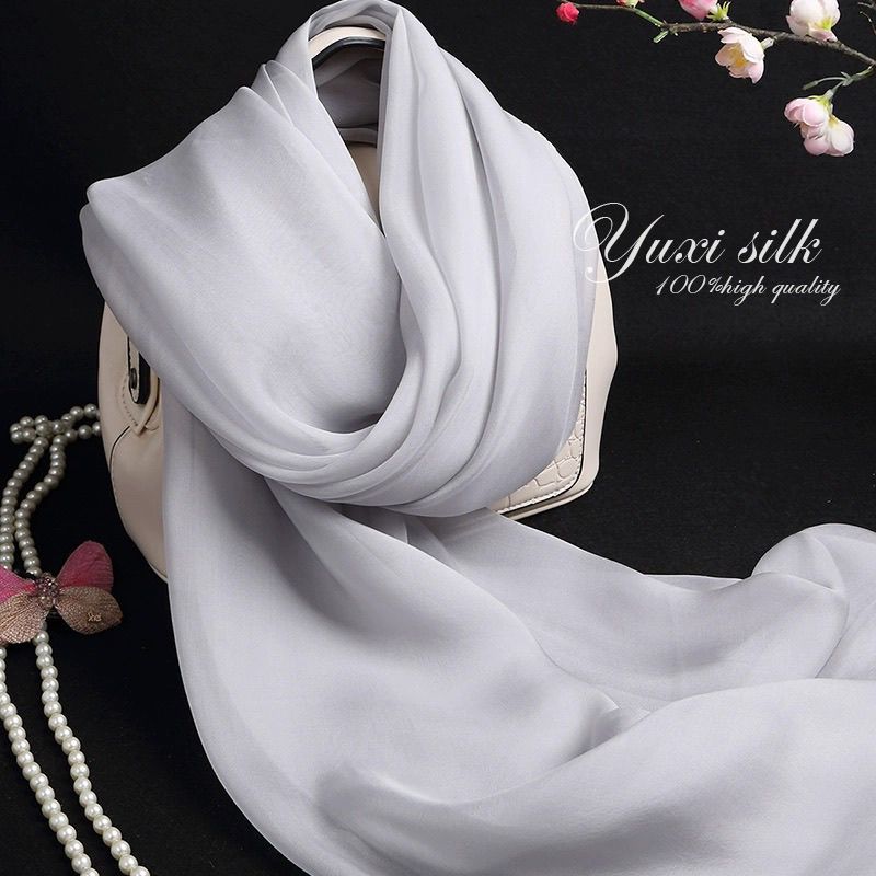 smoke baby pink pure color mulberry silk long silk scarf shawl women‘s scarf spring， autumn and winter summer silk scarf silk satin