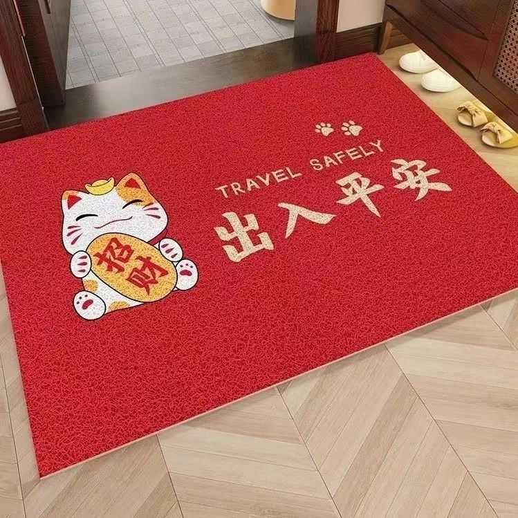 pvc loop floor mat entrance safe trip red chinese door mat home doorway stain-resistant door mat non-slip mat