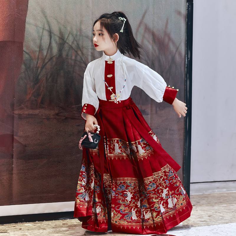 ming-made improved hanfu girls horse-face skirt children‘s spring and autumn tang suit famous ethnic group ancient style han chinese clothing chinese style suit