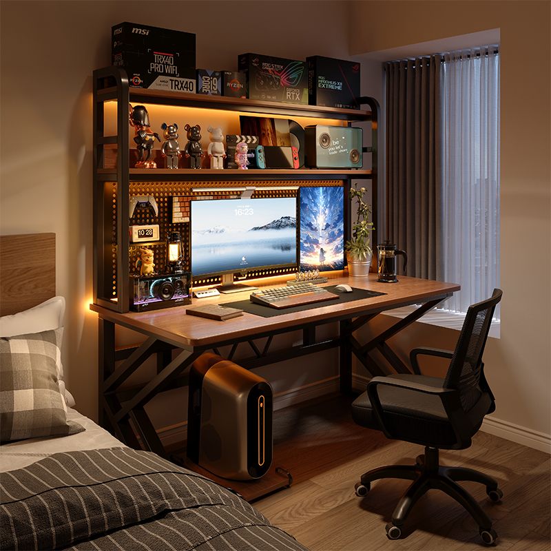 wire-wrap board computer desk storage rack small apartment desk bookshelf integrated table bedroom and household desktop e-sports table and chair