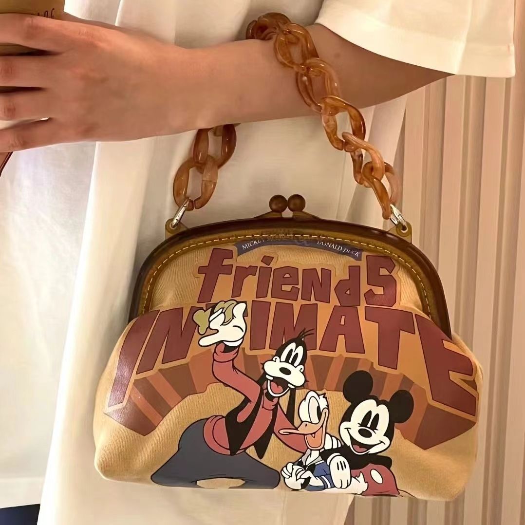 ins cartoon printing large capacity 2024 new mori daily commuter niche handbag high-looking clip bag