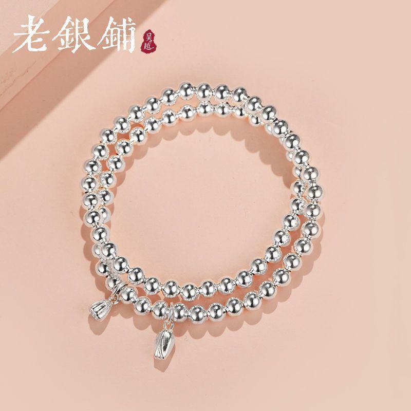 pure silver 499950.00g shihuan bracelet sterling silver bracelet women‘s summer beaded simple fashion all-match temperament