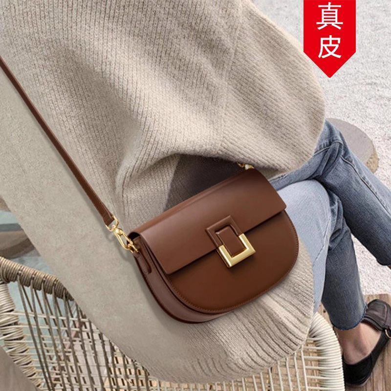 new customer discount guangzhou genuine leather crossbody saddle bag women 2024 new summer small shoulder bag fashion shoulder bag casual