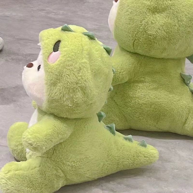 cute shapeshift dinosaur bear plush toy net red green transformation dinosaur bear birthday female