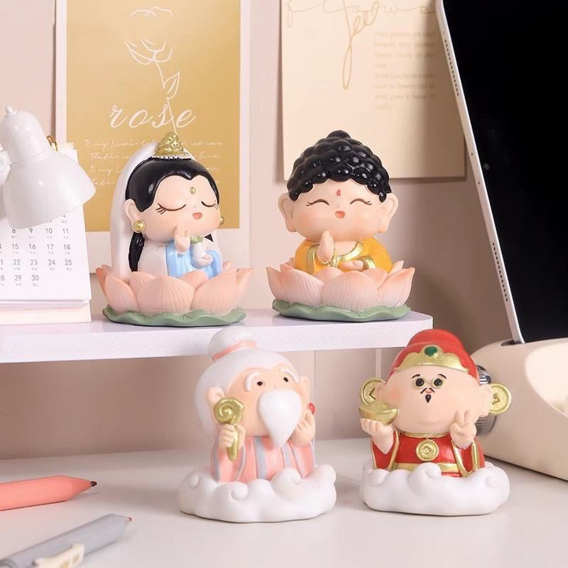 happy little fairy ornaments creative living room office desk surface panel god of wealth guanyin national trendy style figurine garage kits small ornaments