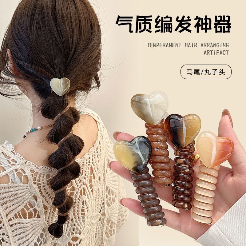 love japanese simple telephone line hair band 2024 new bubble advanced hair braiding artifact ponytail head rope