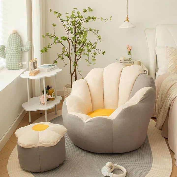 internet celebrity lazy sofa bedroom living room small apartment rental house single small sofa stool recliner tatami chair