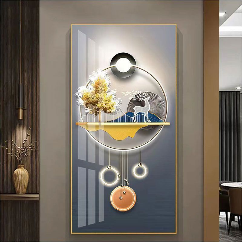 modern light luxury simple home entrance painting new vertical aisle high-end living room hanging painting corridor mural