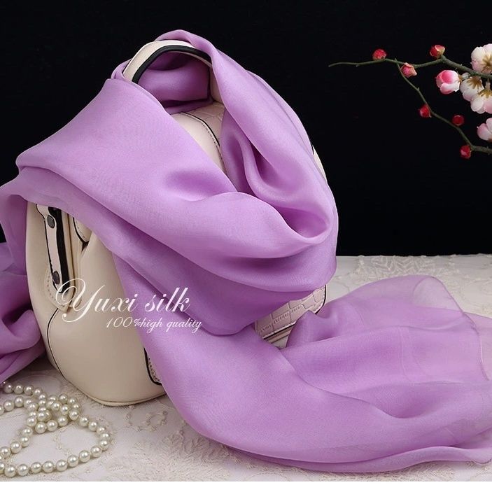 solid color purple mulberry silk long silk scarf large scarf women‘s shawl all-matching spring， autumn and winter autumn warm