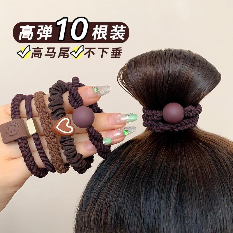 new hair band hair elastic band women‘s hair tie simple elegant high elastic durable leather cover hair band hair rope