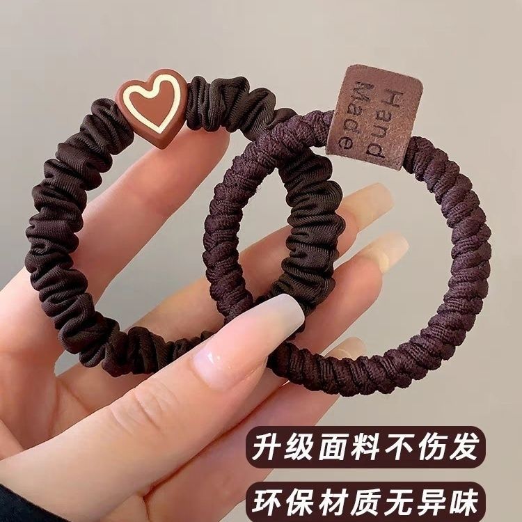 new high-end rubber band women‘s hair tie simple temperament high elasticity durable leather cover children hair ring hair rope