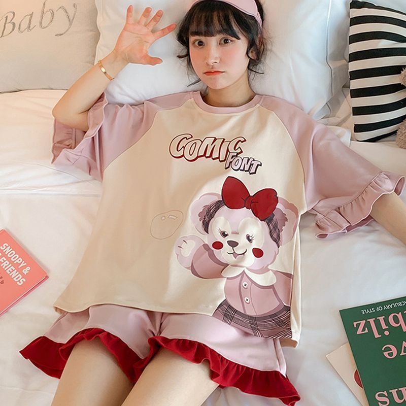 pajamas women‘s spring and autumn women‘s pajamas short sleeve pajamas women‘s homewear pajamas women‘s summer korean style leisure suit pajamas women‘s