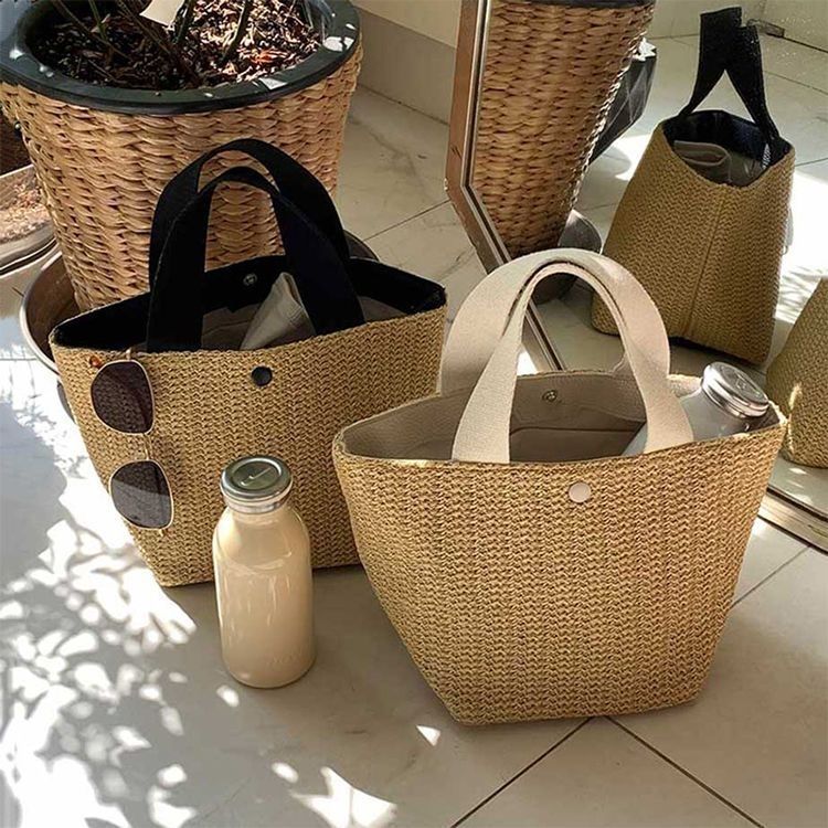 2024ins new weave vintage portable straw women‘s bag summer seaside beach bag vacation bag women