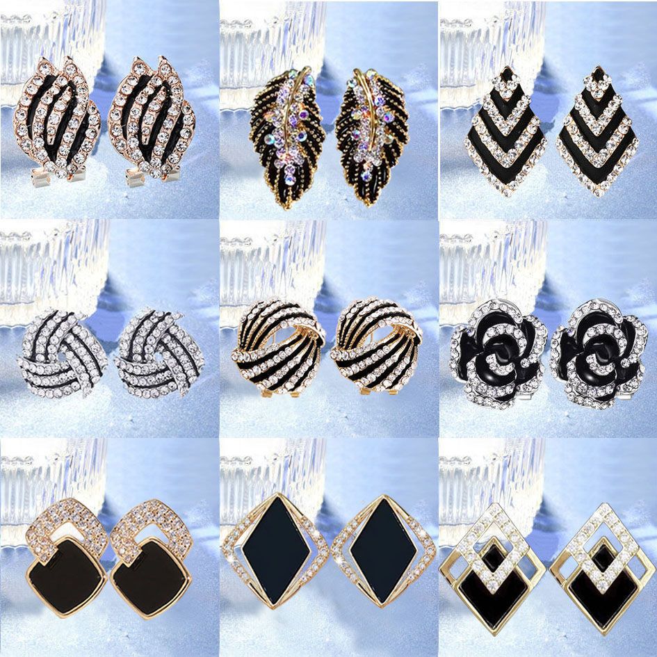 [1-2 pairs] fashion earrings korean style elegant trendy rose flower geometric crystal-like earrings all-match earrings