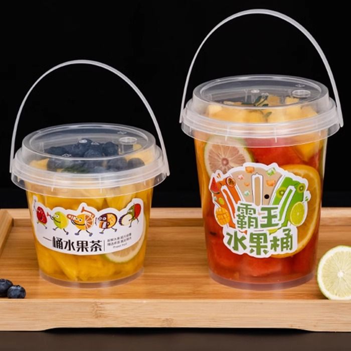 internet celebrity fruit tea barrel disposable portable milk tea bucket 700ml fruit bucket portable 1000ml big cup commercial