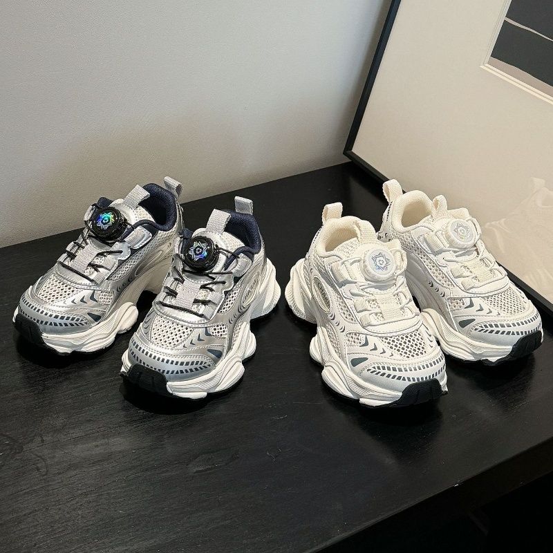 2024 spring and summer new rotating buckle children‘s shoes boys‘ breathable mesh surface sneaker baby girl daddy shoes children‘s running shoes