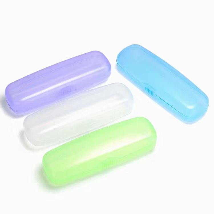 translucent color plastic spectacle case pressure-resistant portable reading glasses storage box padded paper small size glasses hard box