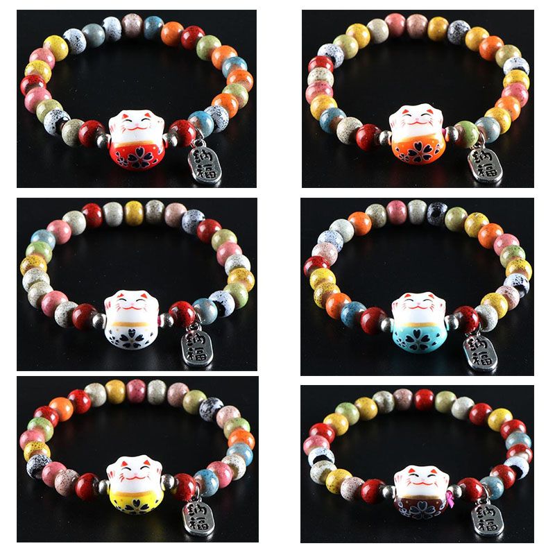 fresh sweet ethnic style  ceramic bracelet handmade beaded friend couple bracelets little lion bracelet