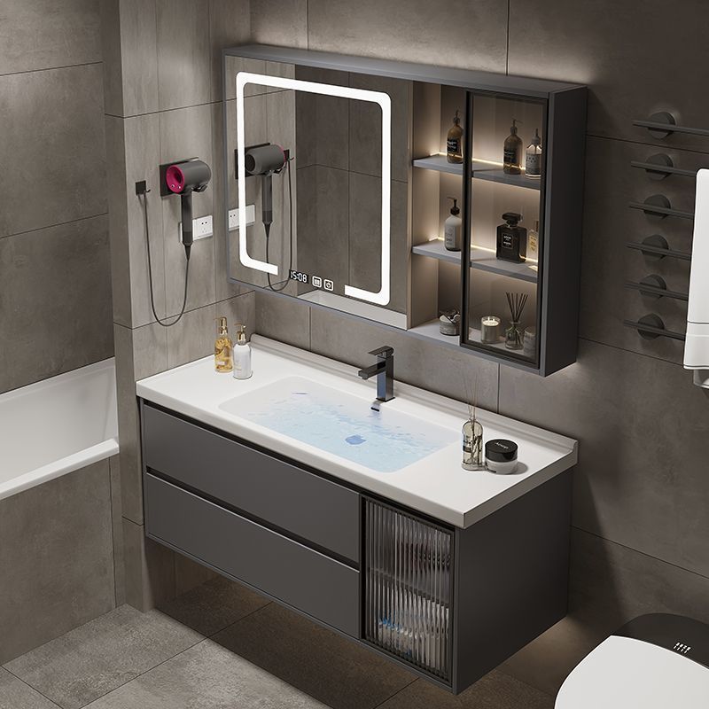 modern simple smart bathroom cabinet glass door bathroom wash basin solid wood washbasin ceramic whole washbin combination