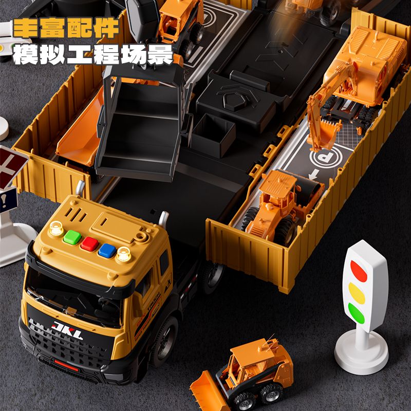 children‘s toy car deformation storage container truck sound and light story toy catapult track car boy engineering car