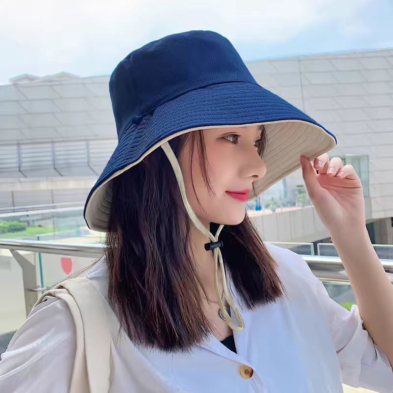 zhao silu same style bucket hat women‘s summer sun protection uv protection sun hat plain black spring and summer sun hat